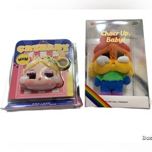 Pop Mart Cry Baby Shiny Shiny Cheer Up Baby Plush Doll Pendant Earphone Case